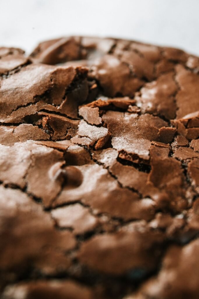 Close-up of a cracked cake surface