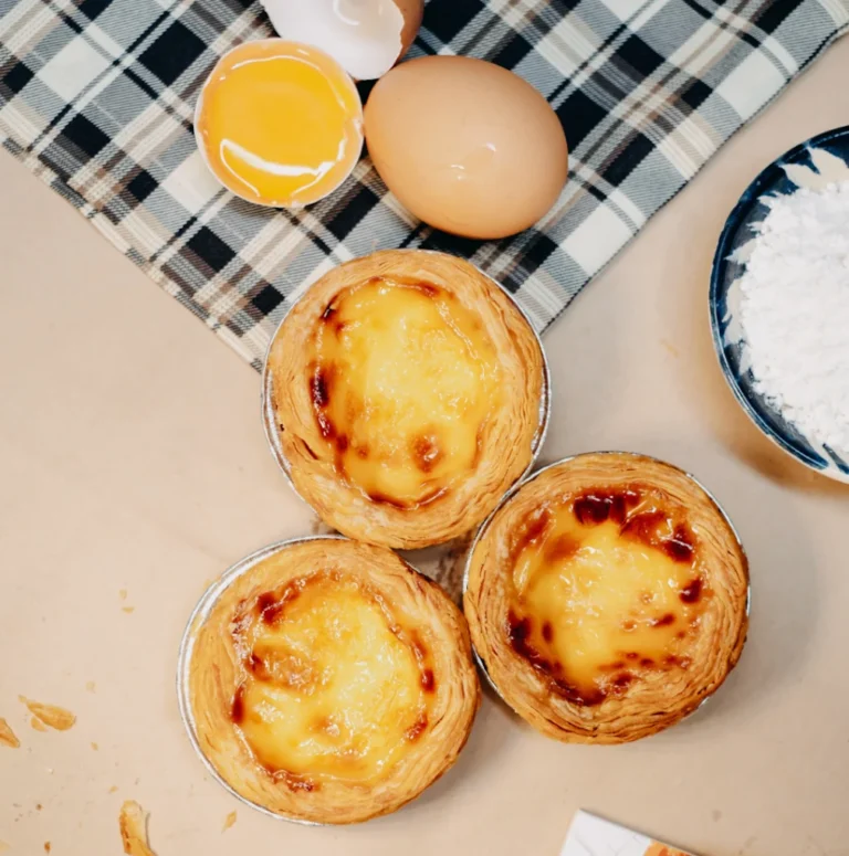 Pastel de nata Portuguese custard tarts with dark caramelised tops