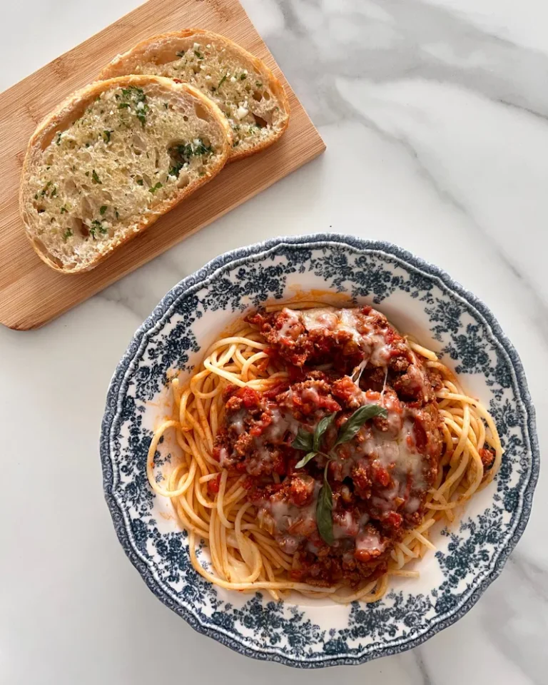 Classic spaghetti Bolognese with rich slow-cooked meat sauce and fresh parsley