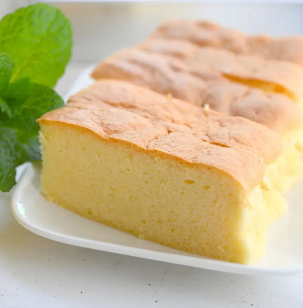 Taiwanese souffle castella cake with a golden top